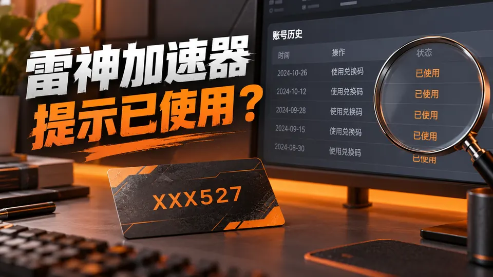 雷神加速器XXX527提示已使用？50小时权益查询方法封面