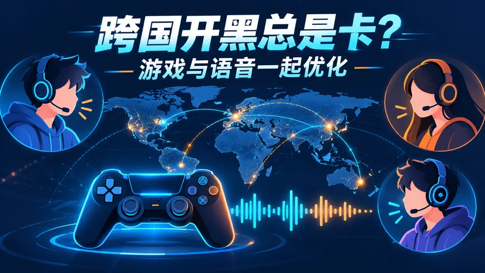 跨国开黑总是卡怎么办?游戏延迟与语音断续一起优化封面